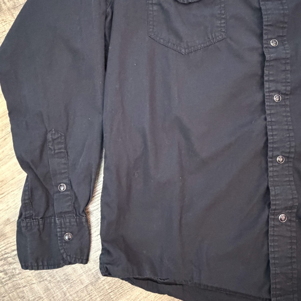 Paper Denim & Cloth Men L Black Shirt Button Down Long Sleeve Pearl Snap Western - Picture 4 of 9